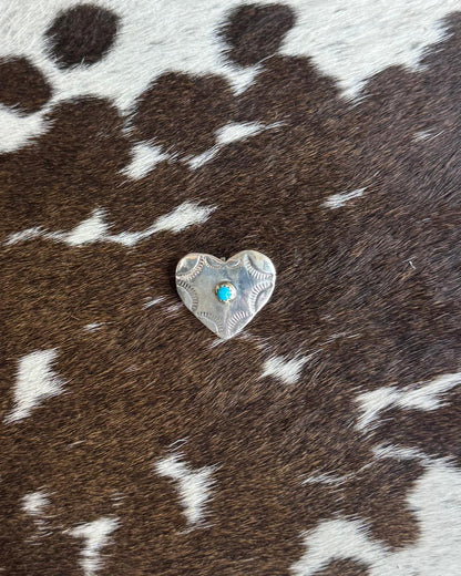 Silver One Stone Heart Pin/ Pendant *Native