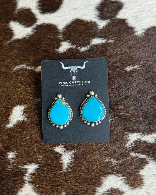 Blue Teardrop Studs *Native
