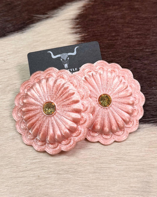 Pink Concho Earrings * acrylic