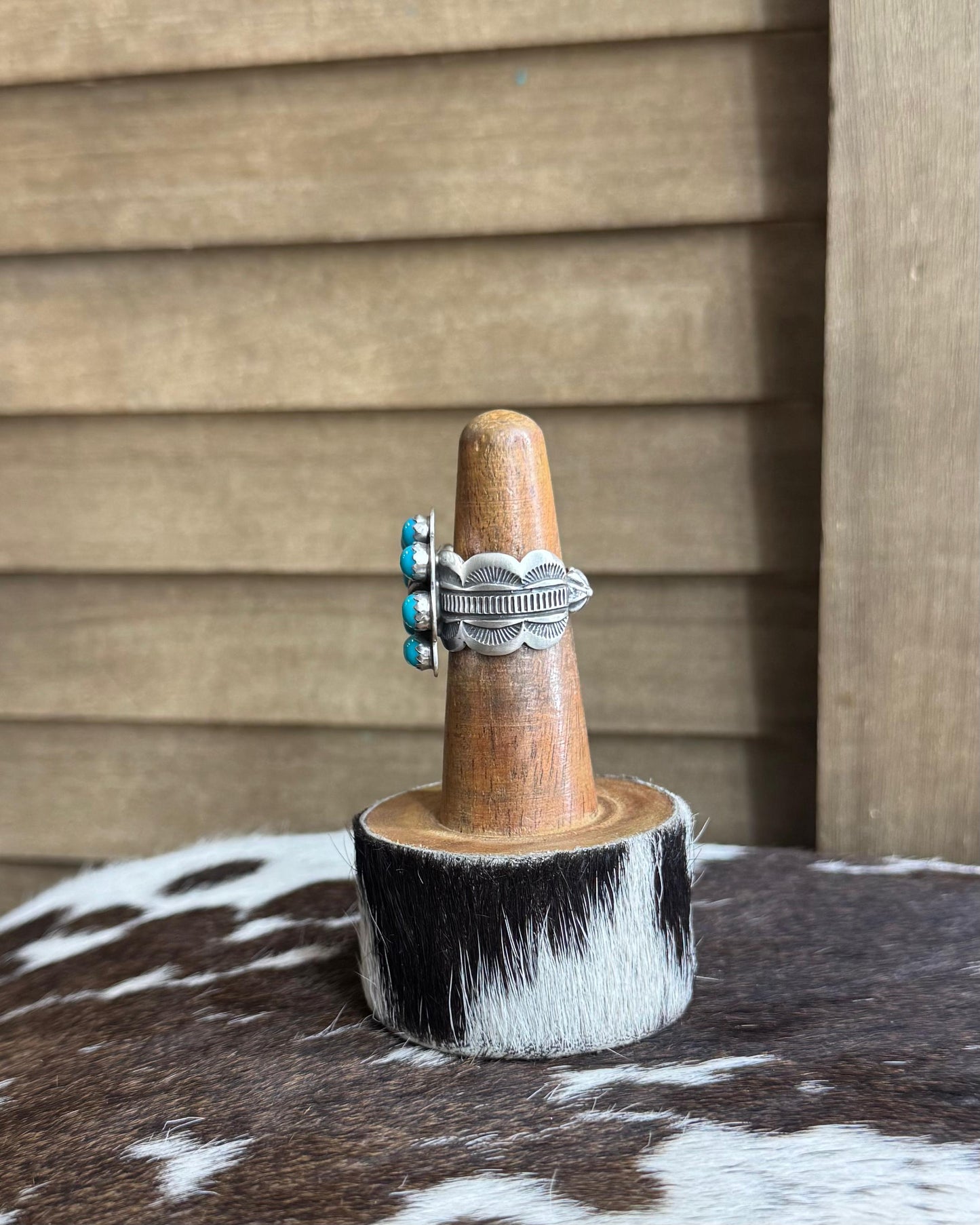 Turqouise Starburst Cluster Ring Adj *Native