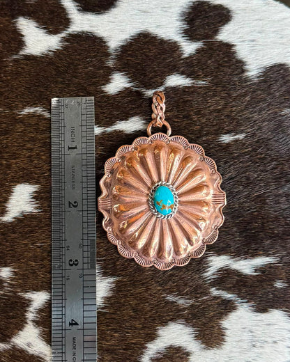 Copper Turquoise Concho Pendant *Native