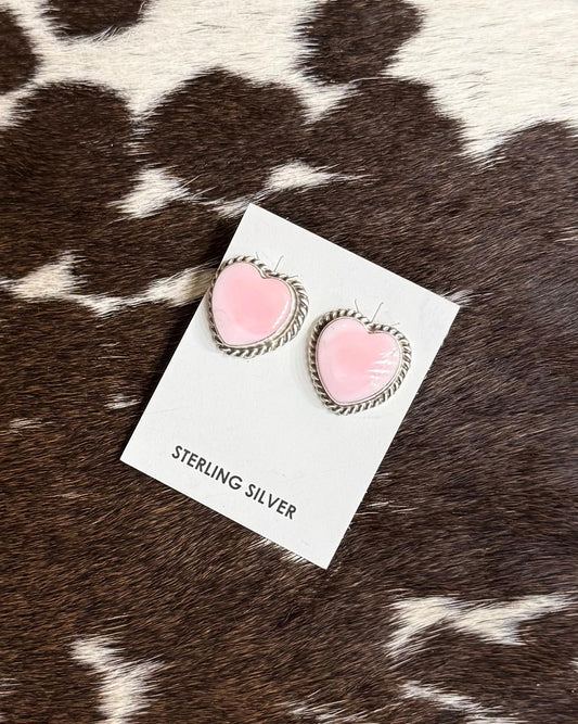 Pink Conch Heart Studs *Native