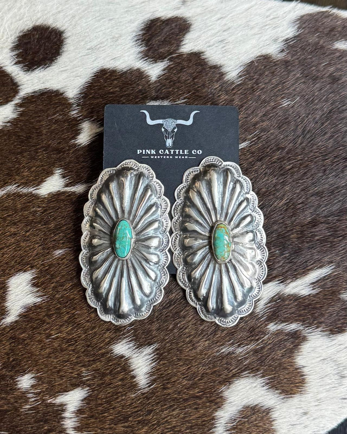 Rita Lee Webbed Kingman Concho Earrings *Native