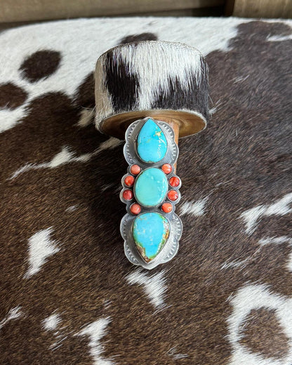 Coral & Sonoran 3 Stone Adj. Ring *Native