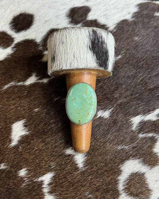 Sz 9 Round Green Turquoise Ring *Native