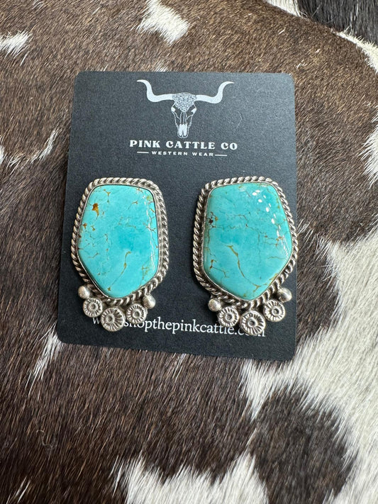 Border Concho Turquoise Studs