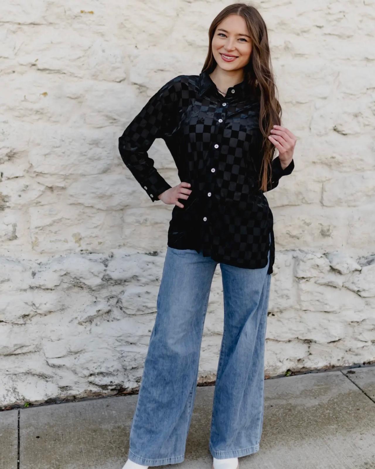 Velvet Checkmate Button Up