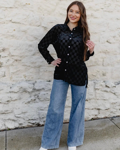Velvet Checkmate Button Up