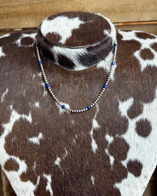 Lapis Bead Pearl Stacker