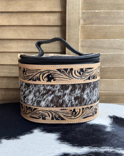 Black Tooled Cowhide Jewlery Box