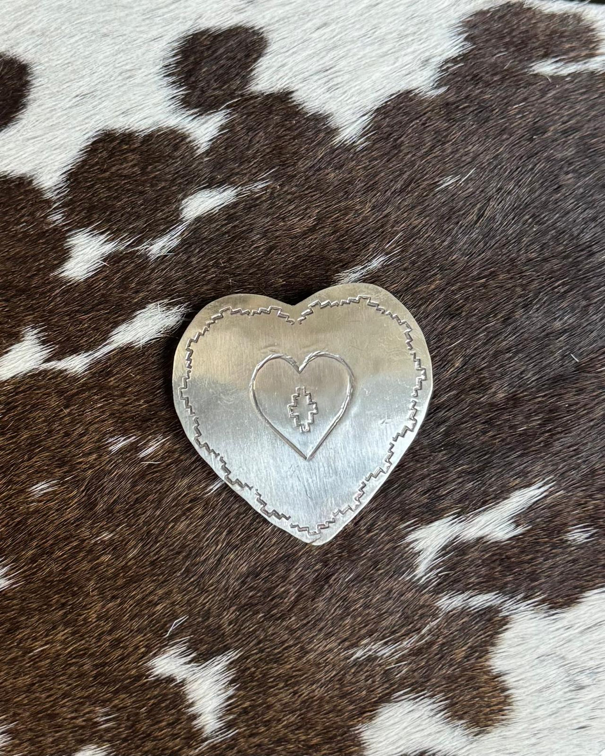 Silver Stamped Heart Pin *Native