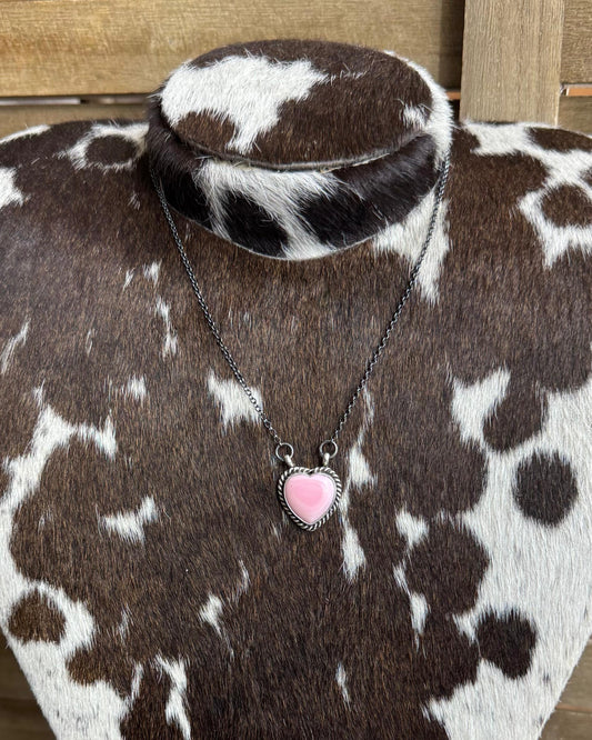 Pink Conch Heart Necklace *Native