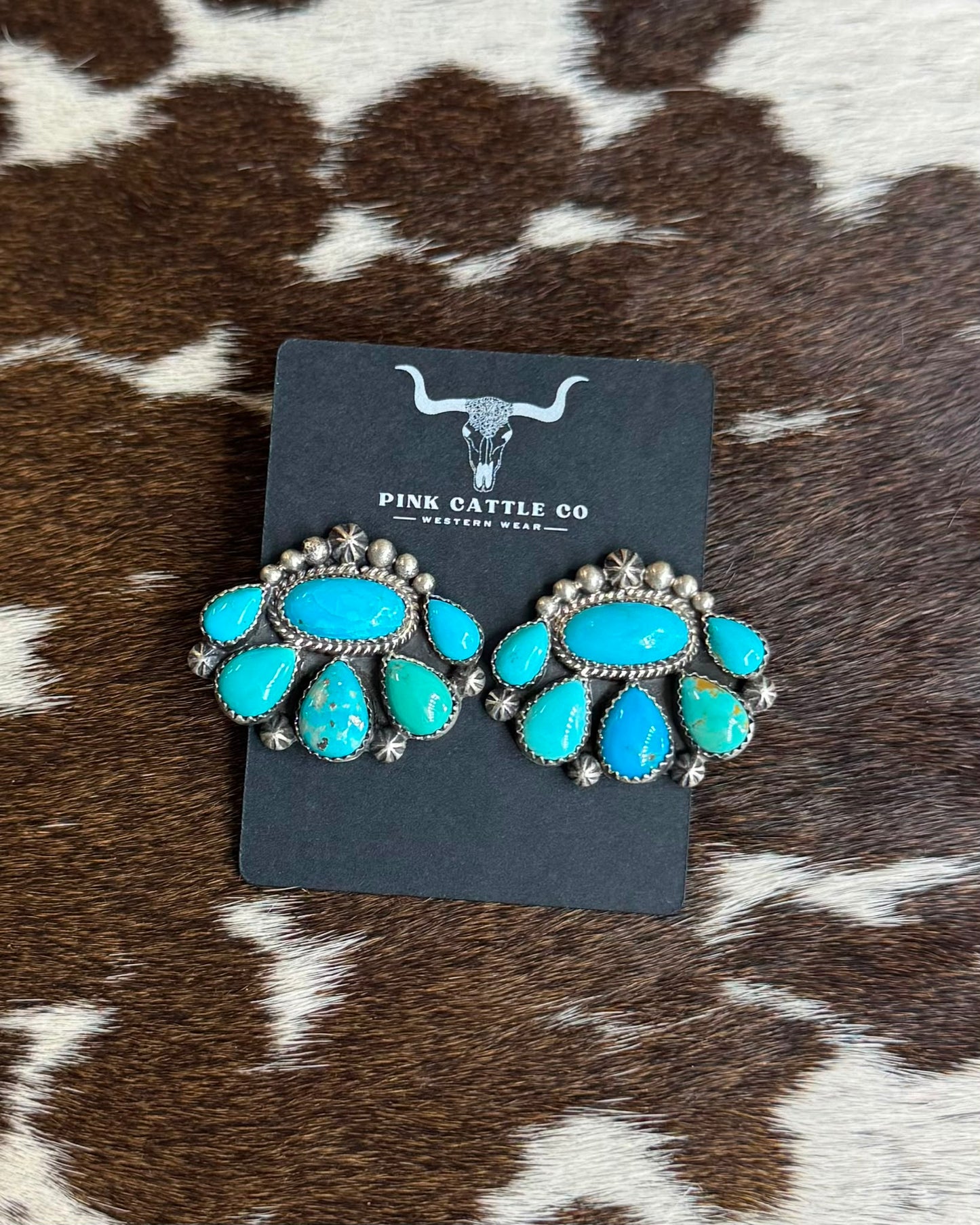 6 Stone Half Cluster Earrings *Native