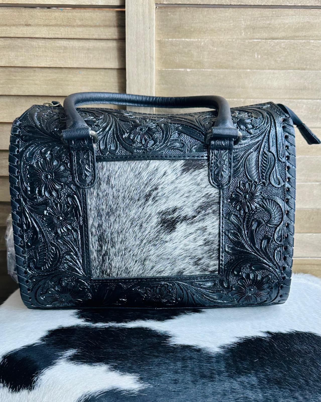 Black Tooled Cowhide Medium Speedy