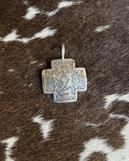 Small Silver Stamped Cross Pendant *Native