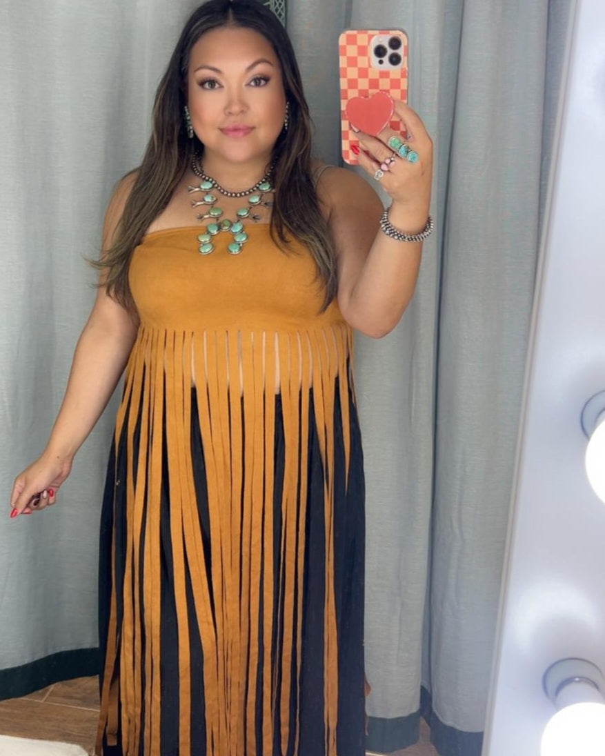Golden Hour Fringe Tube Top