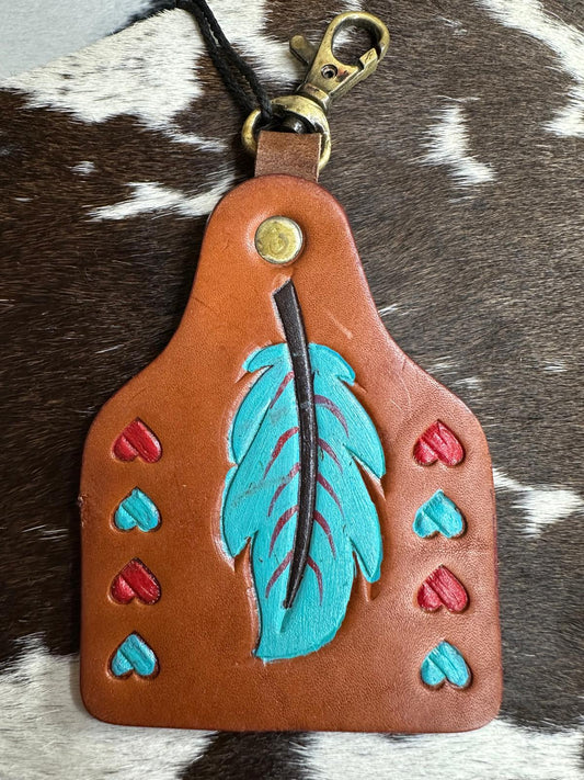 AD Turquoise Feather Keychain