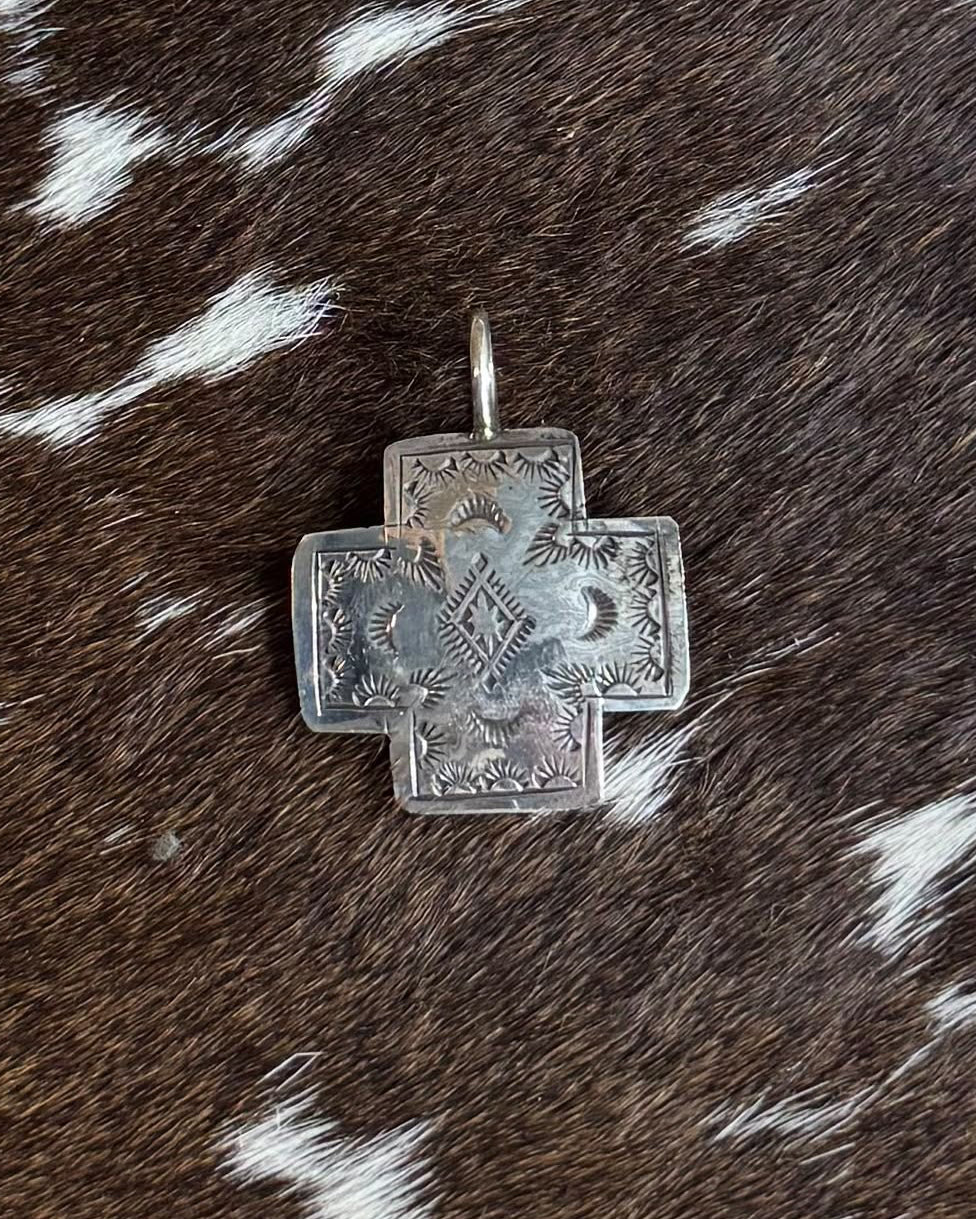 Small Silver Stamped Cross Pendant *Native
