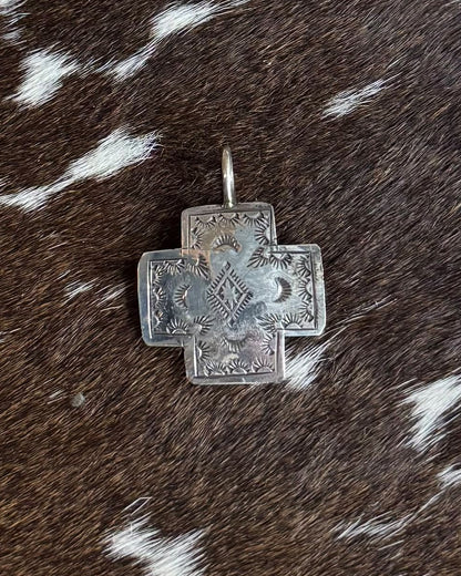 Small Silver Stamped Cross Pendant *Native