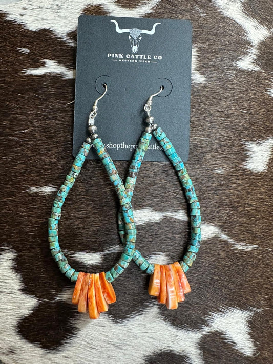 Heishi Spiny Teardrop Hoop