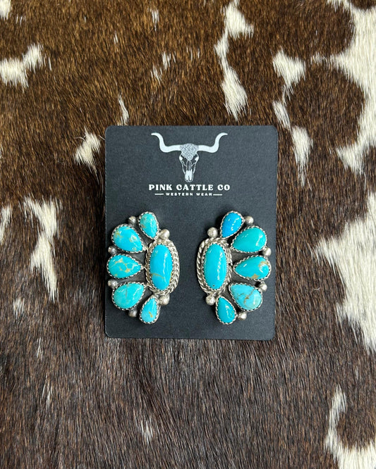 Turquoise Half Cluster Earrings *Native