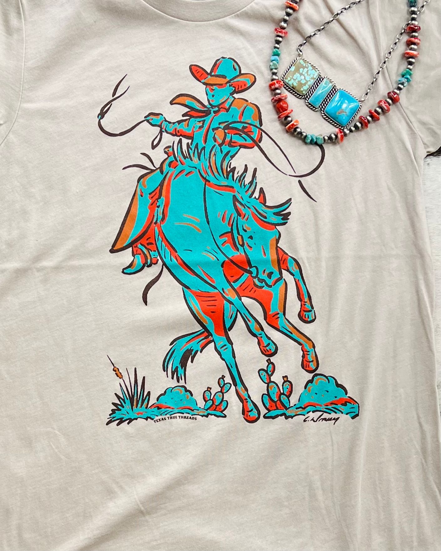 Bright & Turquoise Cowboy Tee