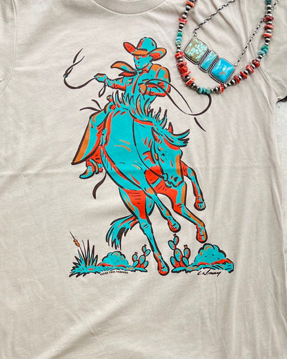 Bright & Turquoise Cowboy Tee