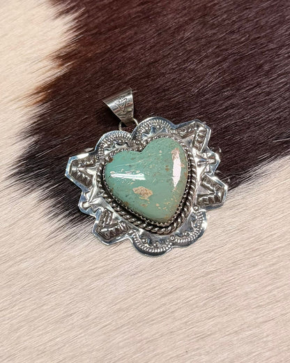 Nevada Green Turquoise Heart Pendant *Native
