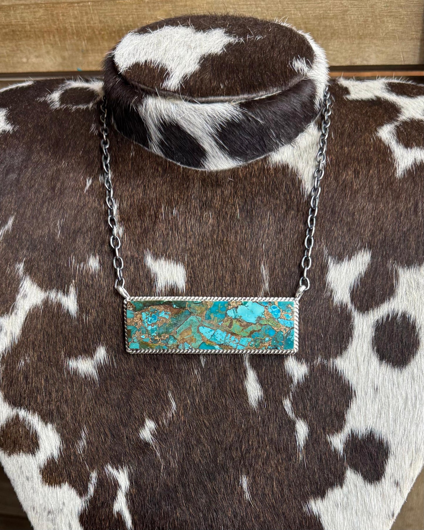 XL Copper Turquoise Bar Necklace *Native