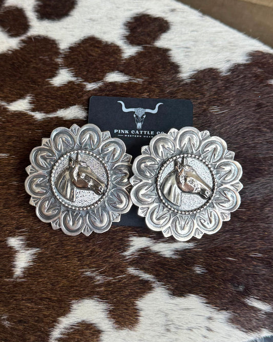 Sterling Horse Cluster Earrings *Native