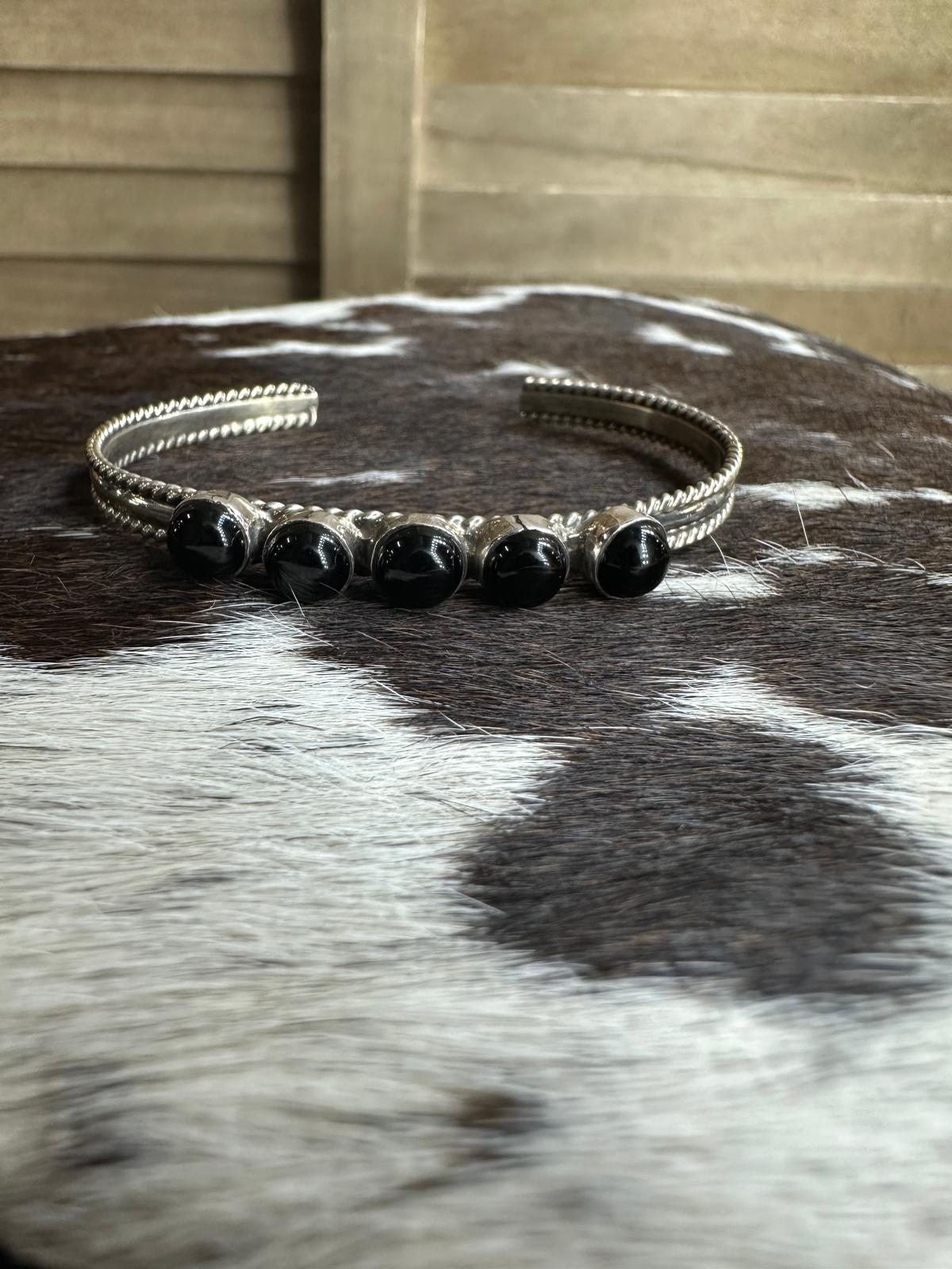 Arlene Lewis 5 Stone Black Onyx Cuff *Native