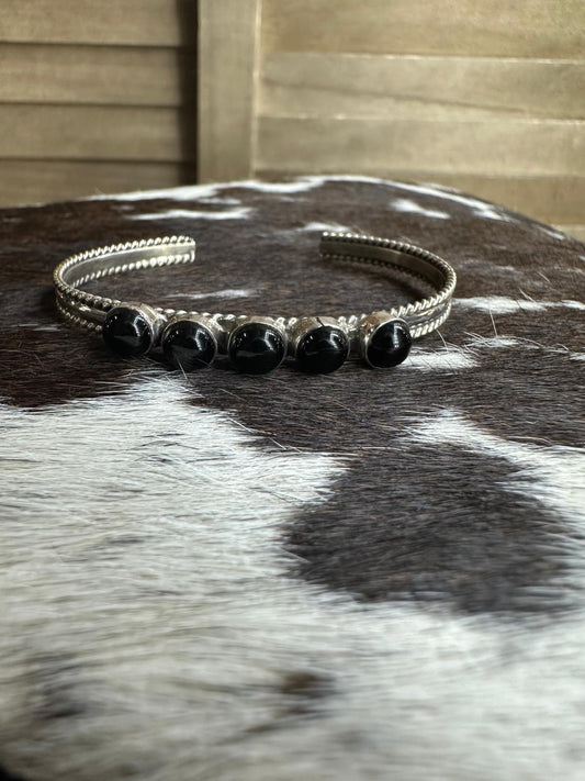 Arlene Lewis 5 Stone Black Onyx Cuff *Native