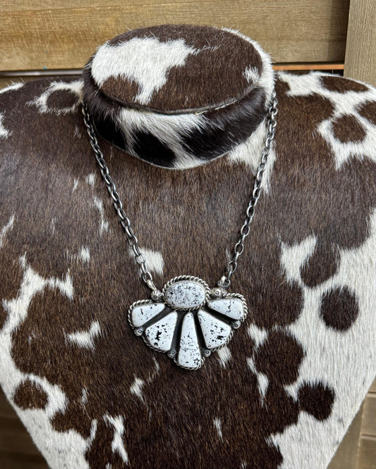 17" White Buffalo Spiny Half Cluster Necklace *Native
