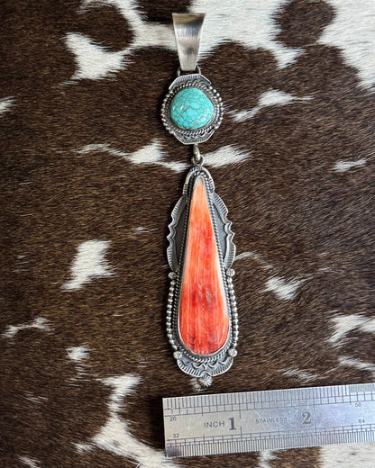 Spiny & Turquoise Long Pendant *Native