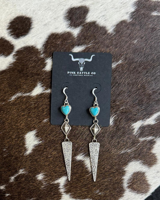 Turquoise Diamond & Star Dangle Earrings *Native