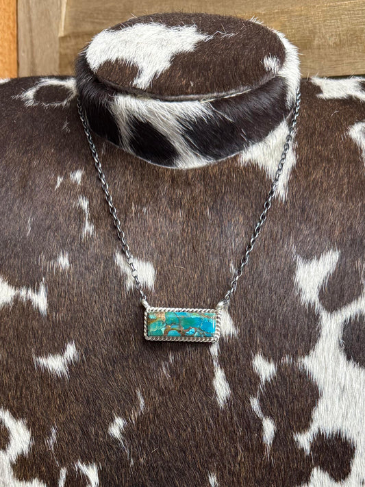 17" Turquoise Copper Bar Necklace *Native
