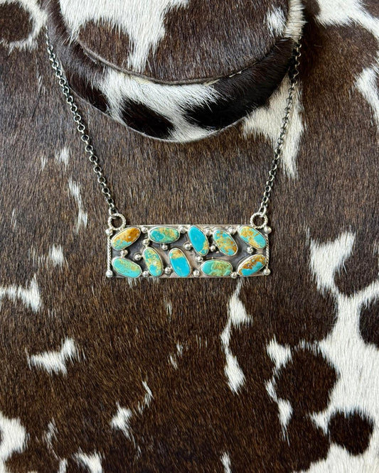 20" Jaqueline Silver Turquoise Bar Necklace *Native
