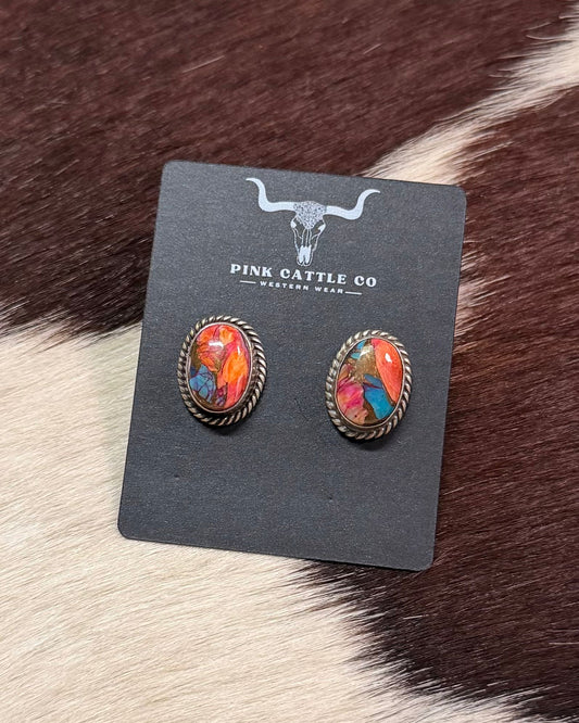 Pink Dahlia Studs *Native