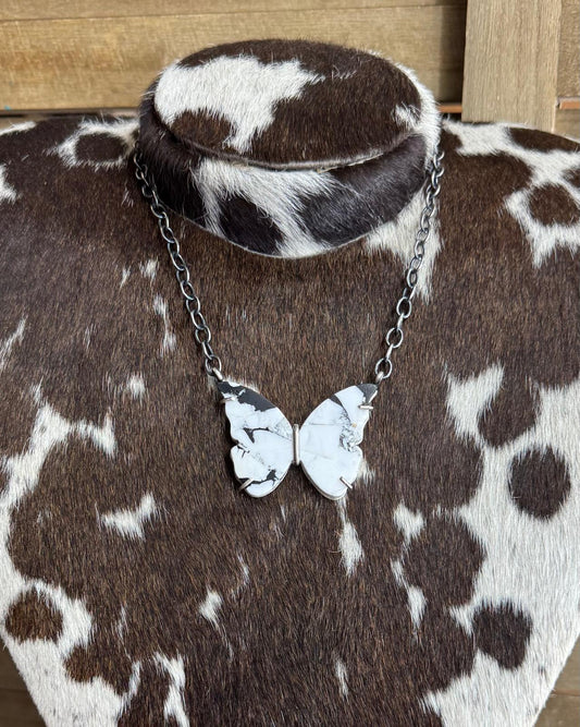 White Buffalo Butterfly Waterproof Necklace *Native