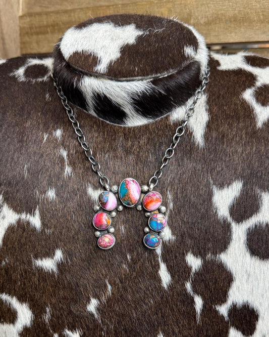 18" Pink Dahlia Naja Necklace *Native