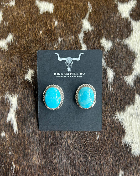 Blue Turquoise Round Studs *Native