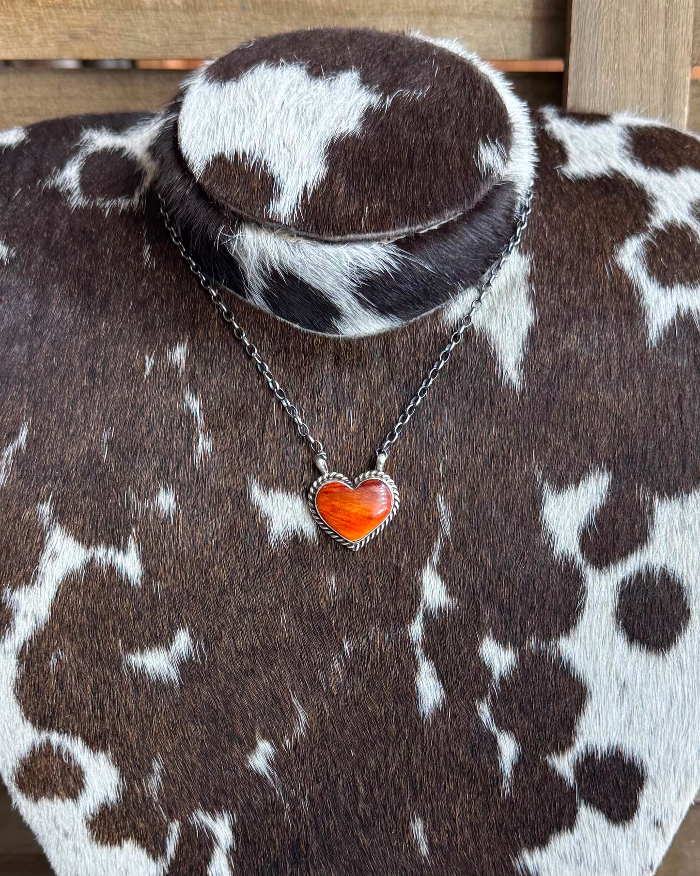 Orange Spiny Heart Necklace *Native