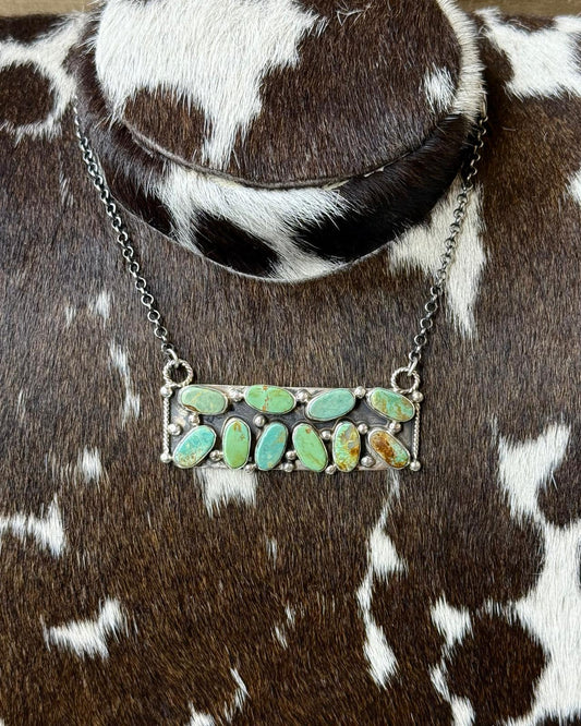 20" Jaqueline Silver Green Bar Necklace *Native