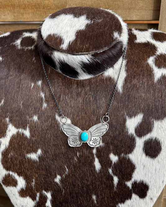 Blue Butterfly Necklace  *Native
