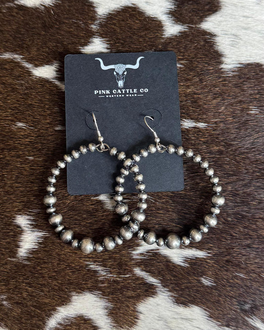 Sterling Pearl Hoops