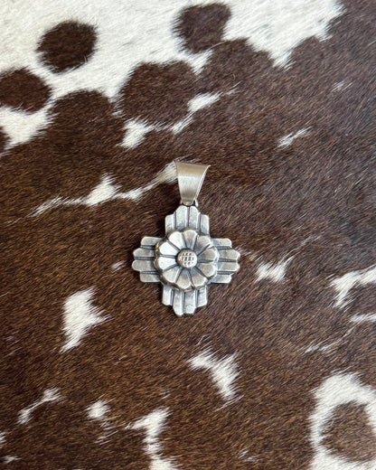 Sterling Flower Cross Pendant *Native