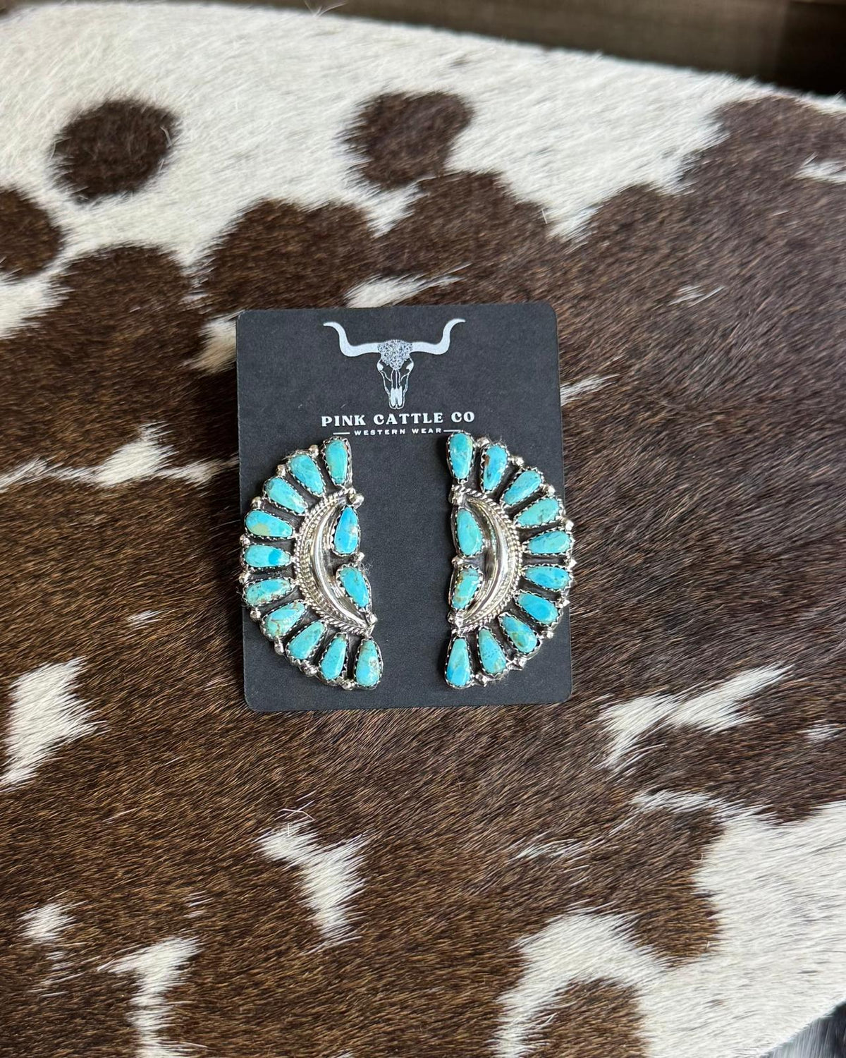 Half Clusters Turquoise Earrings *Native