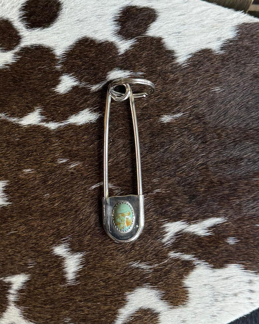 Green Turquoise Stone Safety Pin *Native