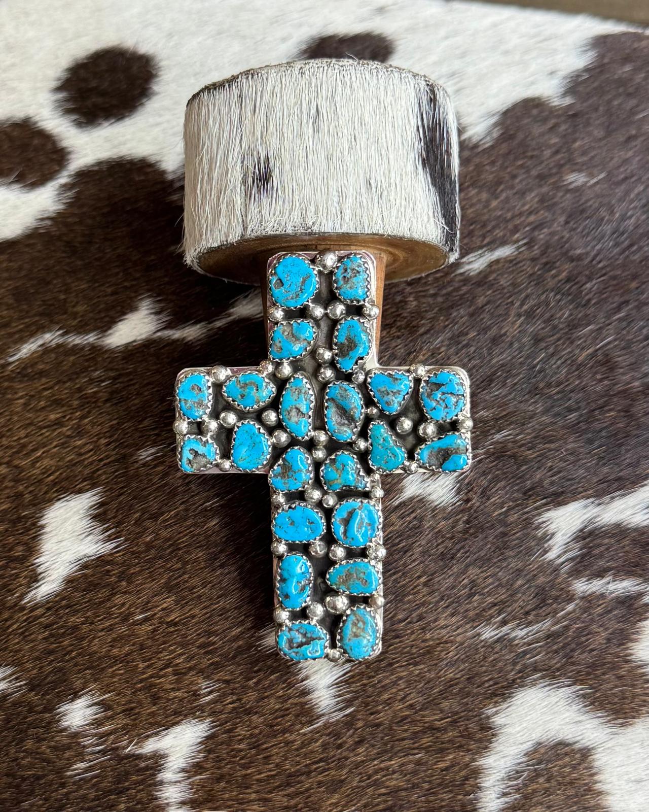 Blue Turquoise Cross Ring *Native