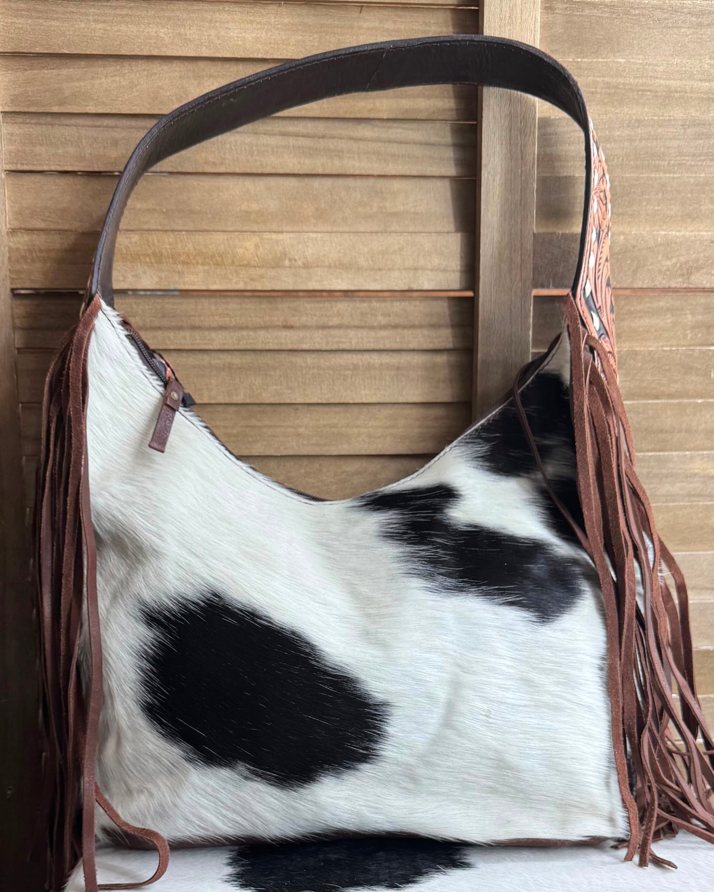 Cowhide Fringe Shoulder Bag